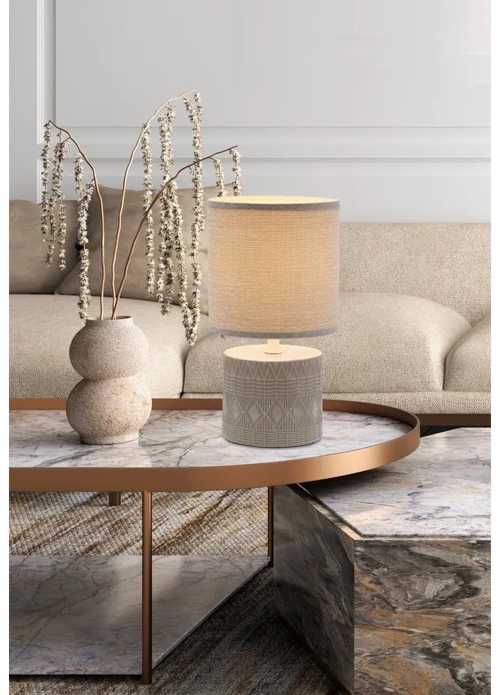 Veioză gri cu abajur textil (înălțime 26 cm) Dina – Candellux Lighting