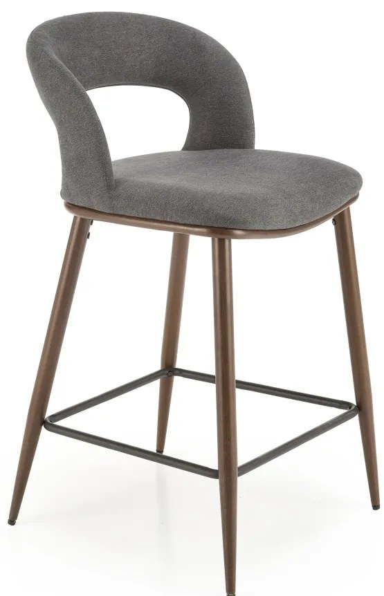 Scaun de bar tapitat H114 gri/nuc