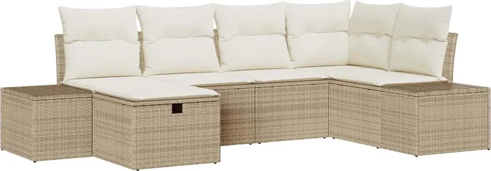 vidaXL Set de canapea cu pernă 6 pcs poliratan