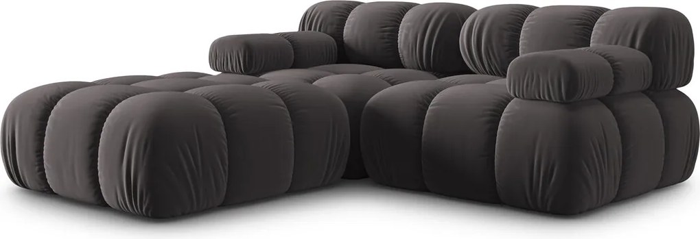 Canapea modulara 3 locuri, Bellis, Micadoni Home, BL, 188x188x70 cm, catifea, gri inchis