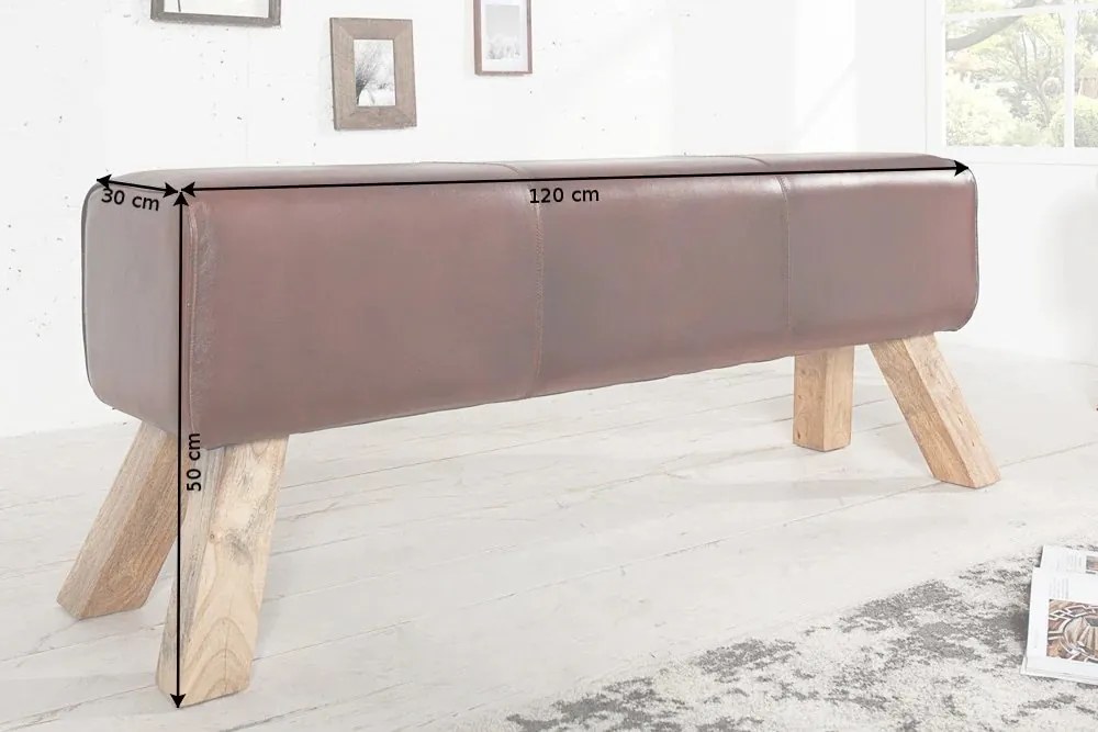 Bancheta din lemn si piele naturala BOCK 120cm