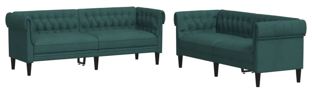 3209204 vidaXL Set canapele, 2 piese, verde închis, material textil
