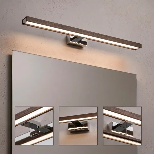 Brilagi - LED Iluminare pentru oglindă de baie 3 în 1 WOODY MIRROR LED/12W/230V IP44 crom/stejar/nuc