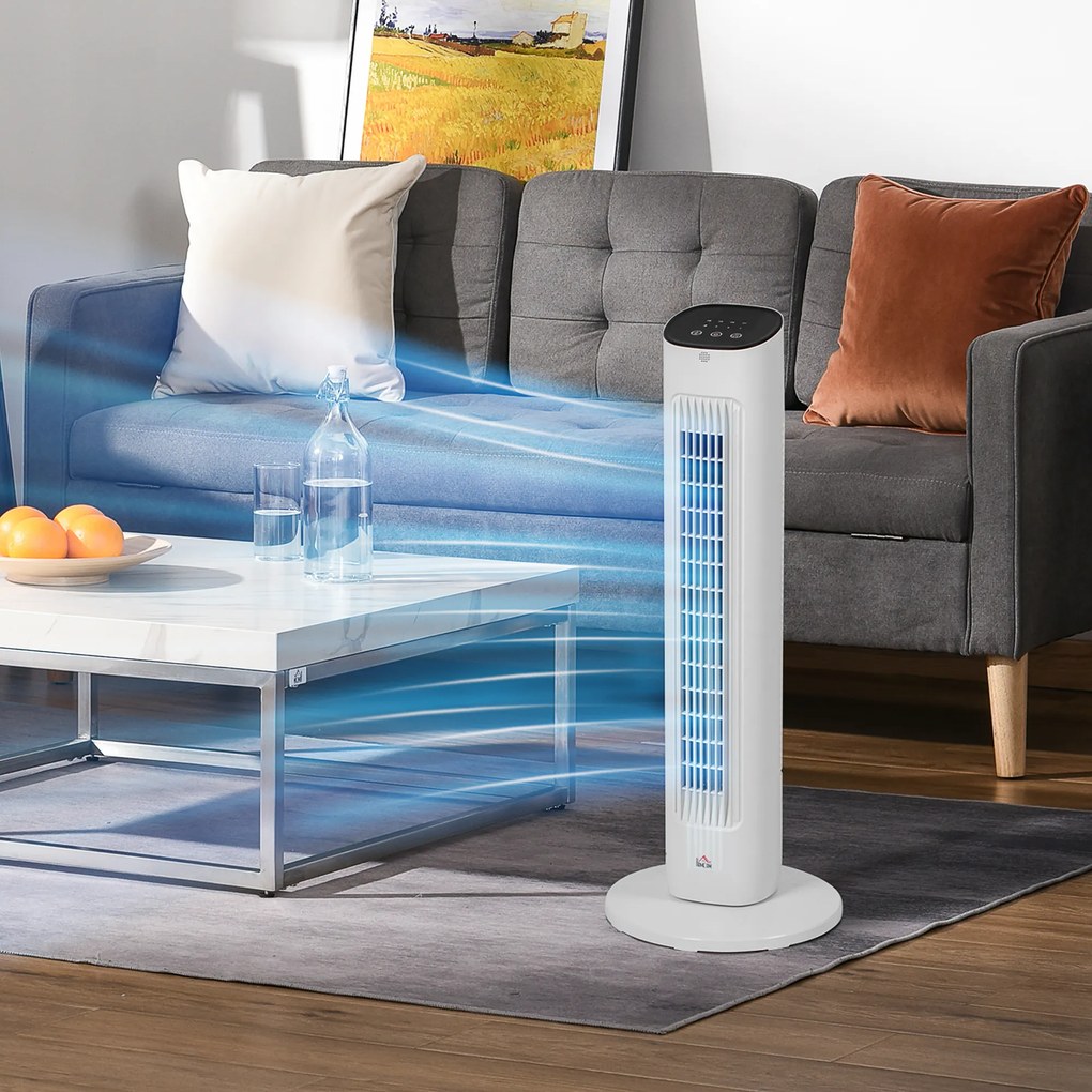 Ventilator turn HOMCOM cu telecomandă, 3 viteze, mod de repaus | Aosom Romania