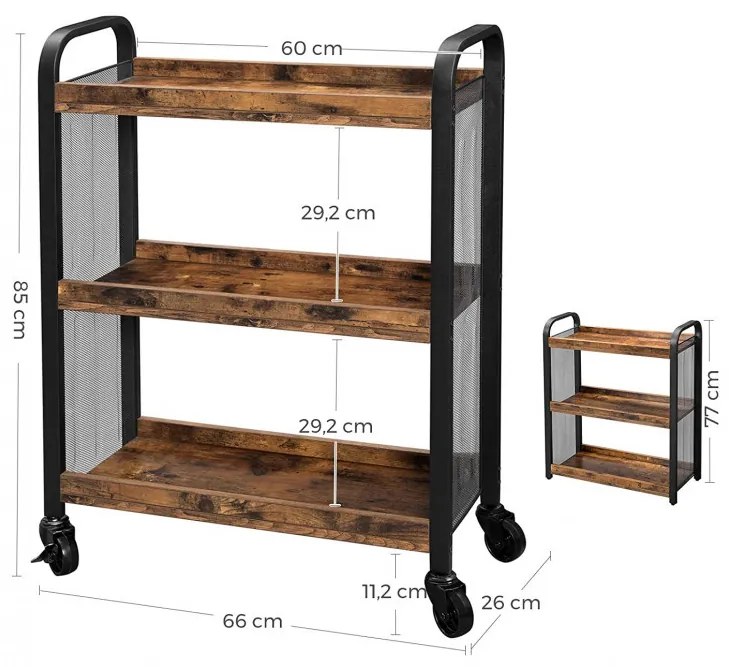 Raft cu Roti Vasagle, 66x26x85cm