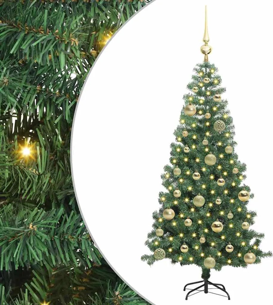 vidaXL Brad de Crăciun cu 150 LED cu suport Verde 120 cm PVC