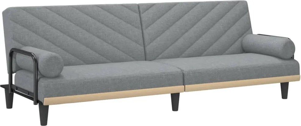 vidaXL Canapea extensibilă cu cotiere, gri deschis, textil