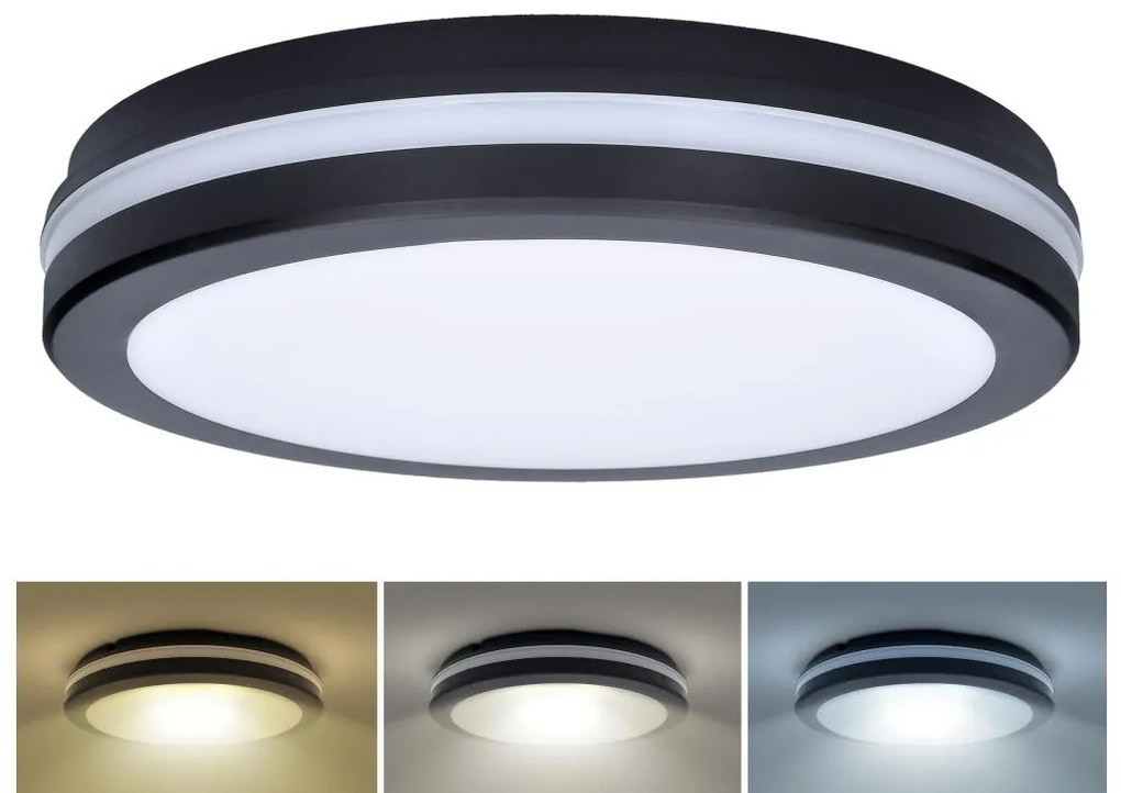 Plafonieră LED dimabilă Solight WO820 LED/18W/22W/26W/230V 3000/4000/6500K IP65 negru