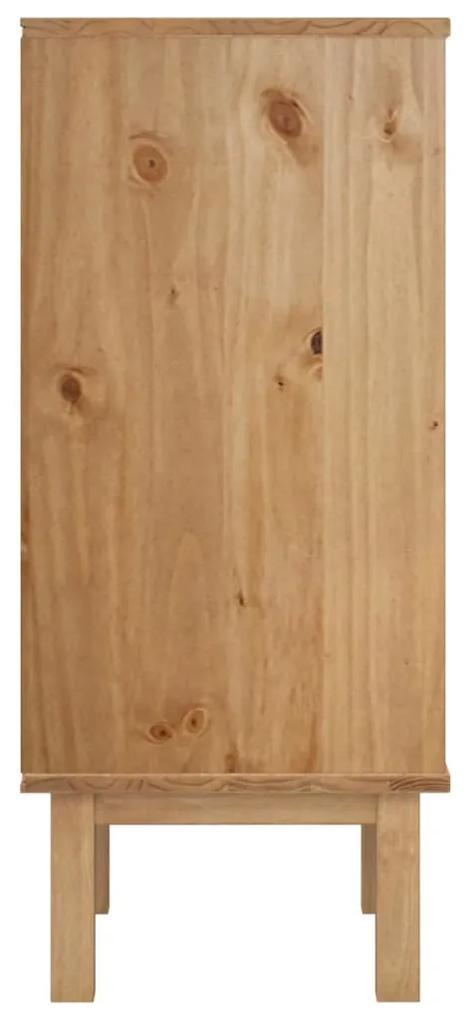 Comoda cu sertar, maro si gri, 76,5x39,5x90 cm, lemn masiv pin Maro  si gri