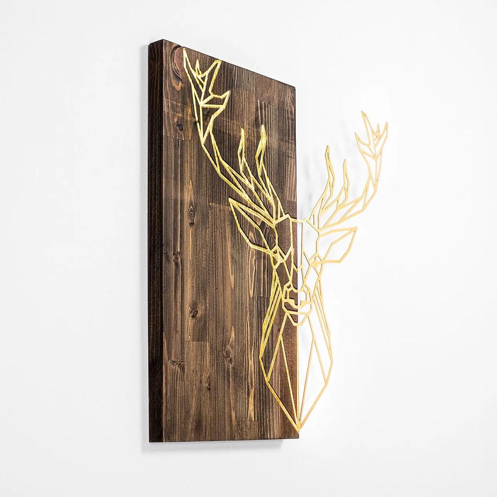 Accesoriu decorativ de perete din lemn Deer1 auriu