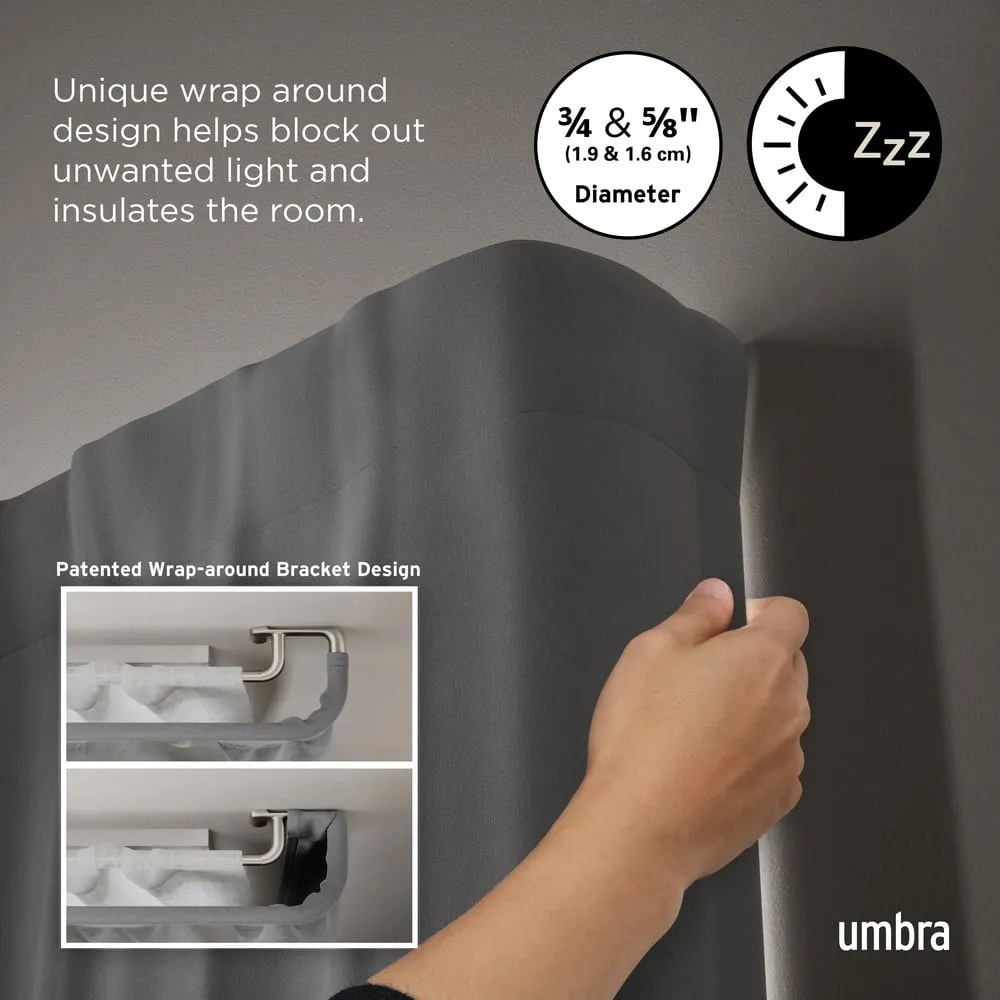 Galerie de perdea 168 - 365 cm extensibilă/dublă din oțel Twilight – Umbra