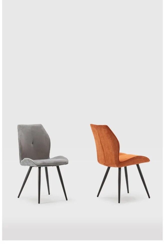 Scaune de dining gri-deschis 2 buc. din catifea reiată Adaya – Marckeric