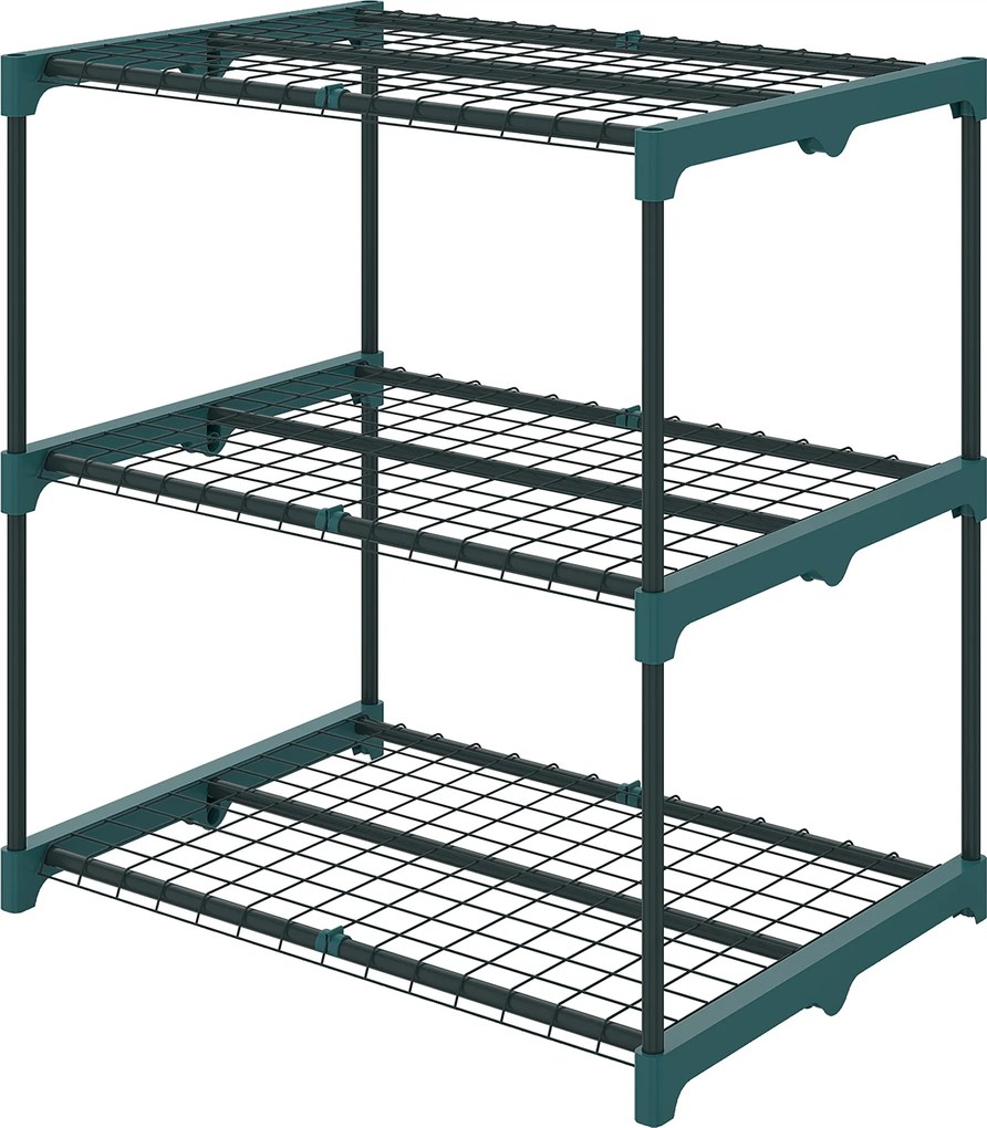 Outsunny Suport pentru plante cu 3 etaje, suport flori de 72 cm pentru interior și exterior, raft pentru plante din oțel Verde închis | Aosom Romania