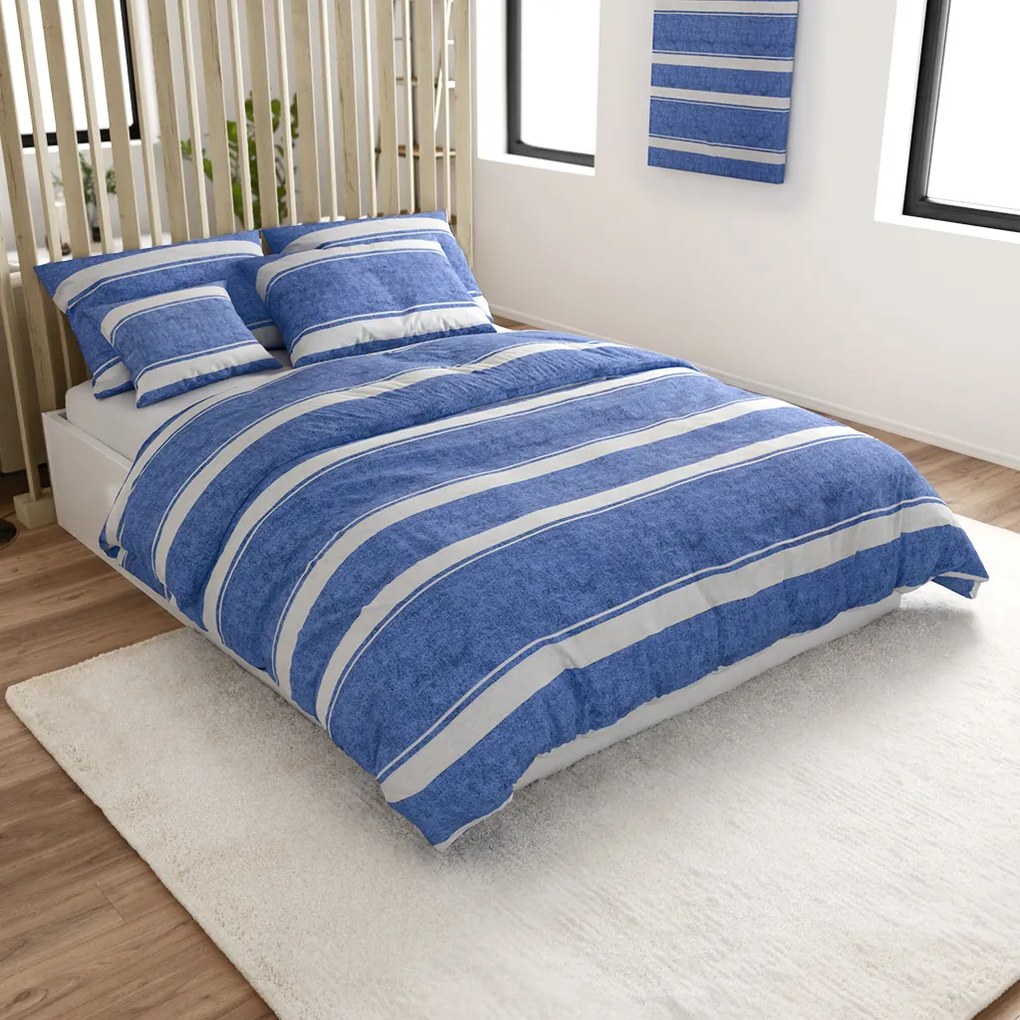 Lenjerie de pat din bumbac Renforce BLUE LINE albastru Dimensiune lenjerie de pat: 70 x 90 cm | 140 x 200 cm