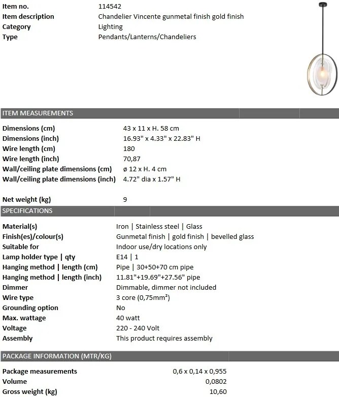 Lustra dimabila design LUX Vincente 114542 HZ