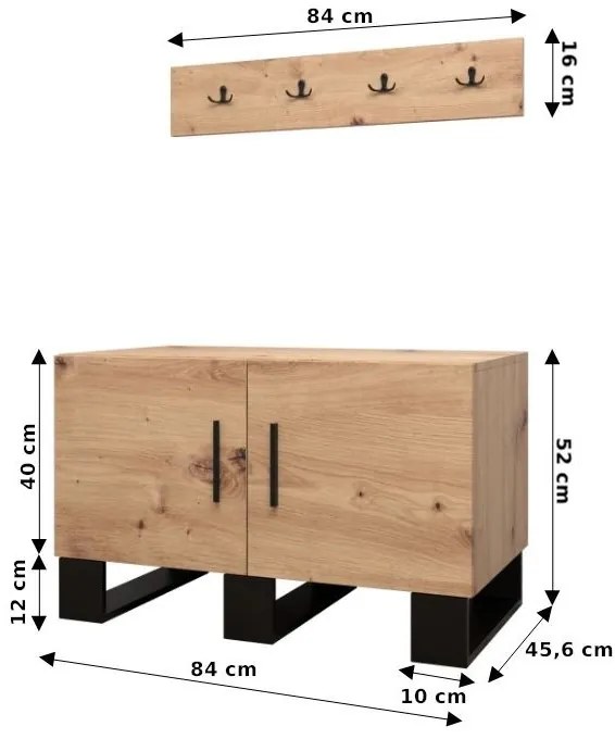 Set mobilier pentru hol Amanda 12 (Stejar artisan + Albastru). 1085961