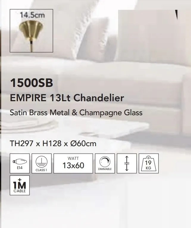 Lustra cristal casa scarii design LUX Empire 13L