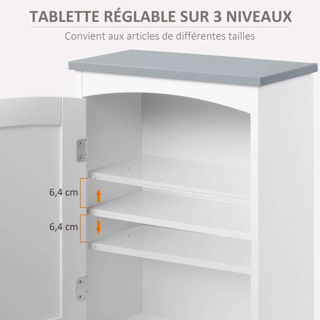 Kleankin Mobilier de Baie Suspendat, Raft Reglabil, 3 Nivele, MDF, Design Modern, 41x18.5x52cm, Alb și Gri | Aosom Romania