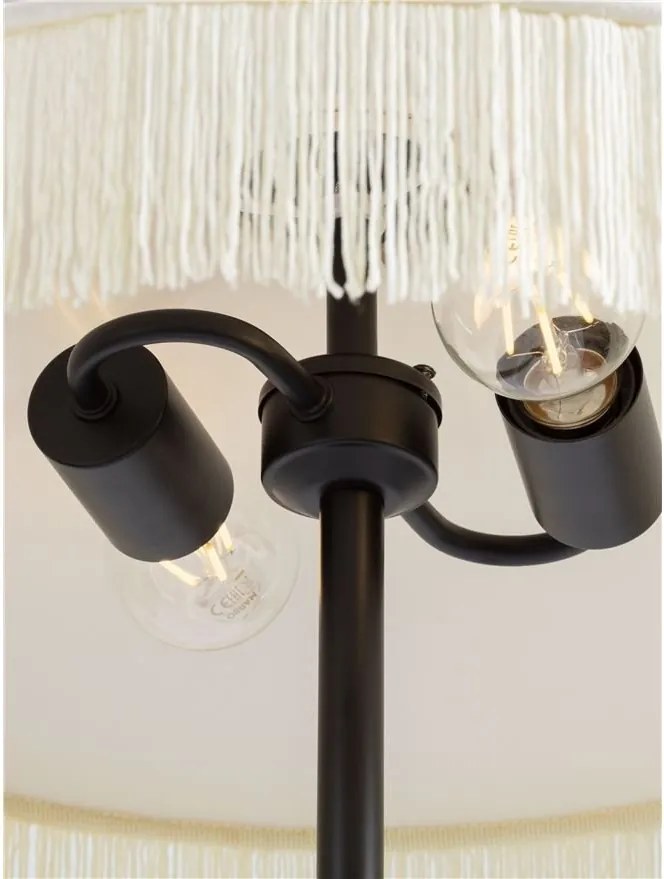 Lampadar cu abajur din catifea si franjuri bej VELVY