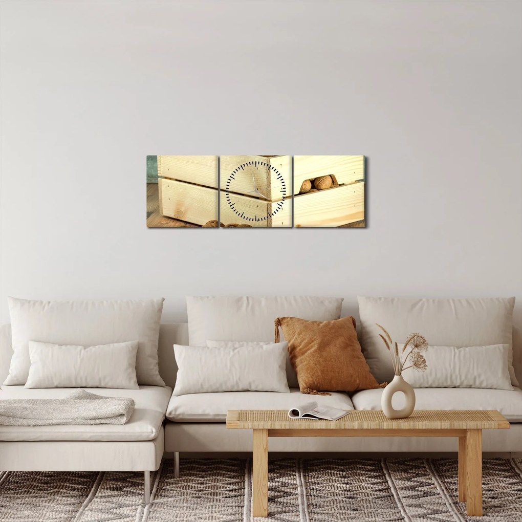Tablou - Natură moartă de toamnă cu nuci (cu ceas) (90x30 cm)