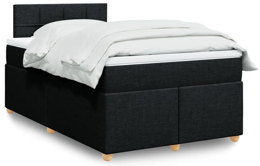 vidaXL Pat box spring cu saltea, negru, 120x190 cm, catifea