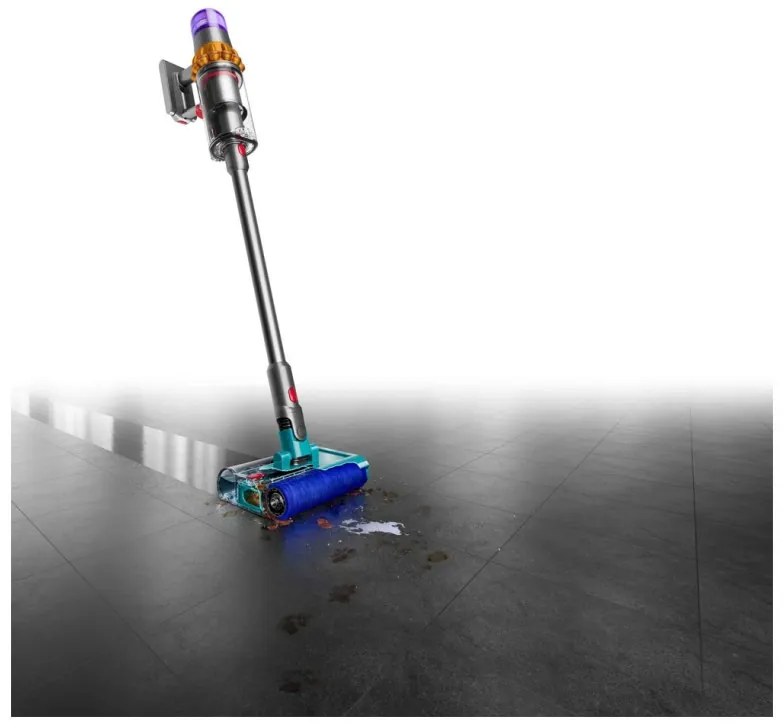Aspirator vertical Dyson V15S Detect Submarine 448798-01, 660W, 0.77 l, 60 min autonomie, Senzori, 4 moduri, LCD, Gri / Albastru