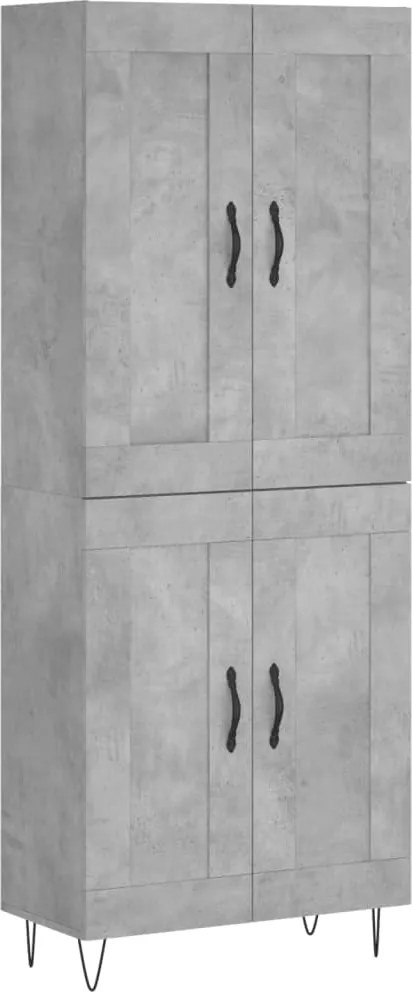 vidaXL Dulap înalt, gri beton, 69,5x34x180, lemn compozit
