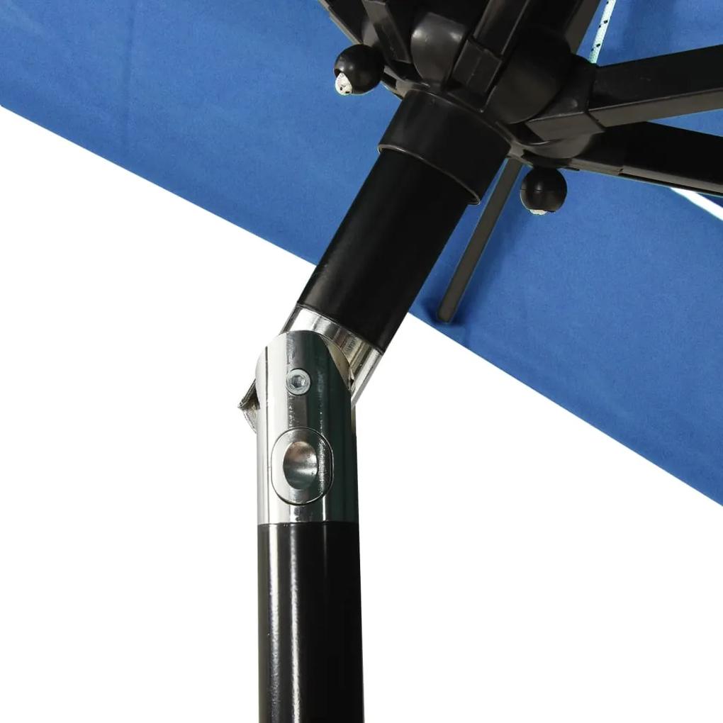 Umbrela de soare 3 niveluri, stalp de aluminiu, azuriu, 2x2 m azure blue, 2 x 2 m