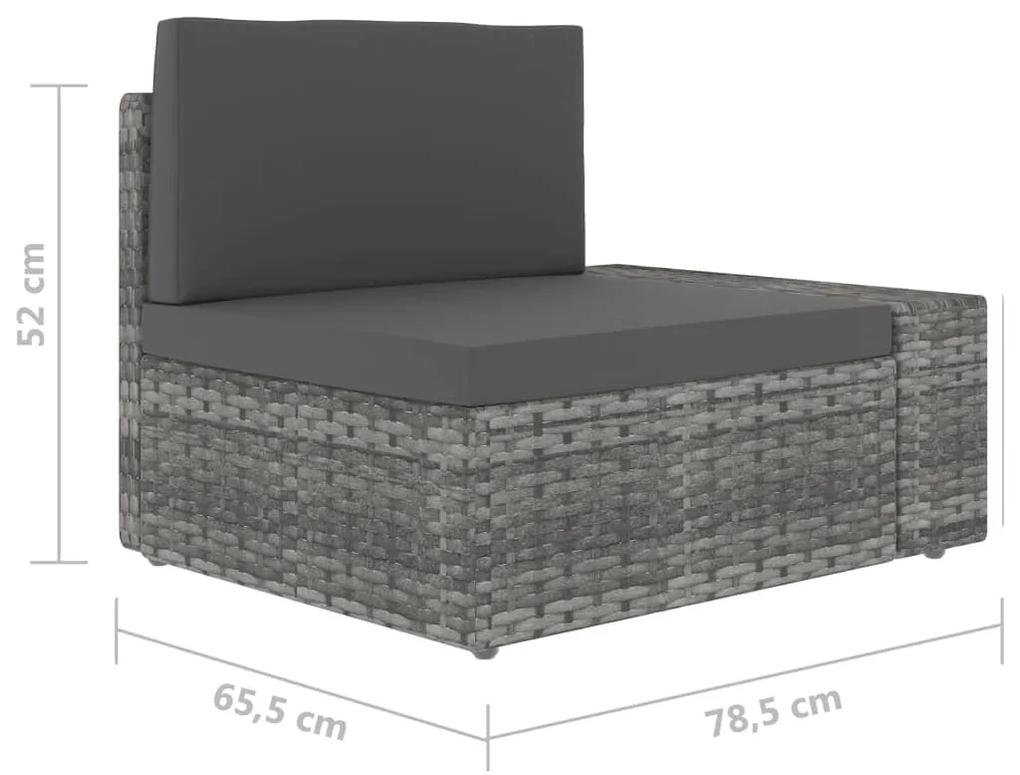 Canapea modulara cu 2 locuri, gri, poliratan 1, Gri, Canapea de colt (cotiera stanga) + canapea de colt (cotiera dreapta)