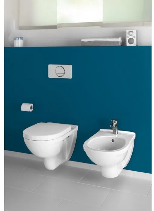 Pachet vas WC rimless suspendat + bideu suspendat, Villeroy&amp;Boch O.Novo, cu capac WC