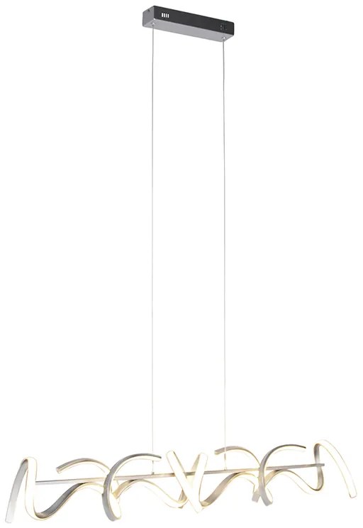 Lampă suspendată de design argintie reglabilă cu LED inclus - Krisscross