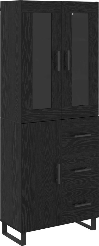 vidaXL Bufet cu sertar 2 pcs Stejar Negru Lemn Stratificat și Sticlă