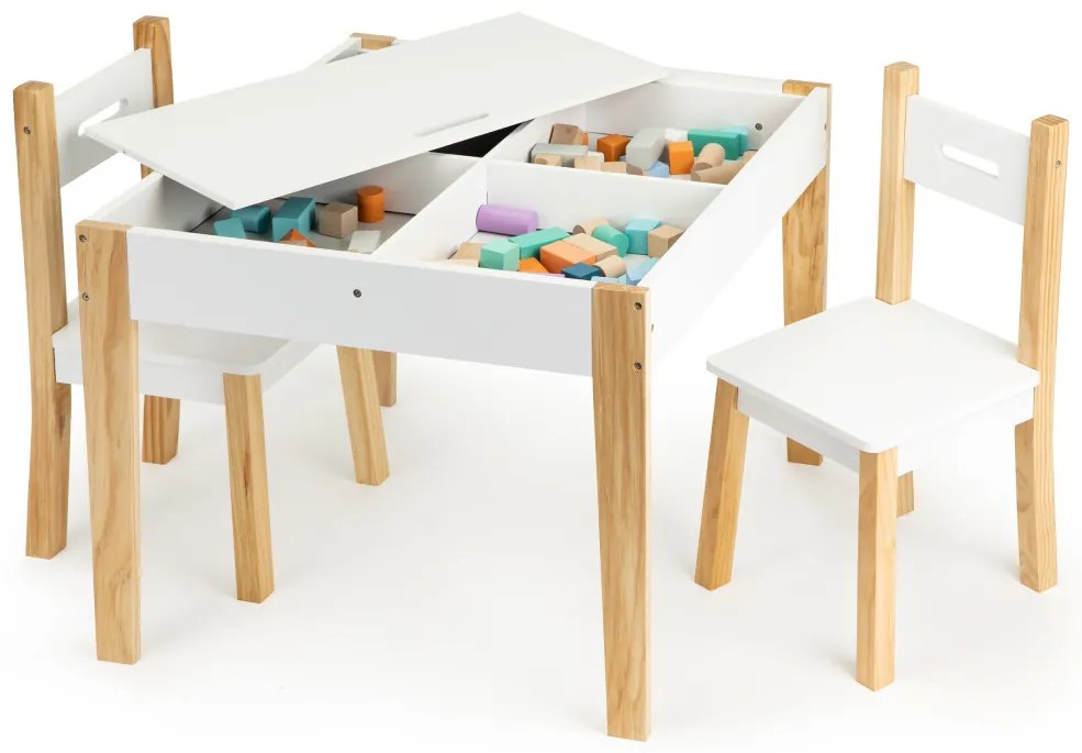 Masă multifuncțională cu 2 scaune și tablă cu cretă