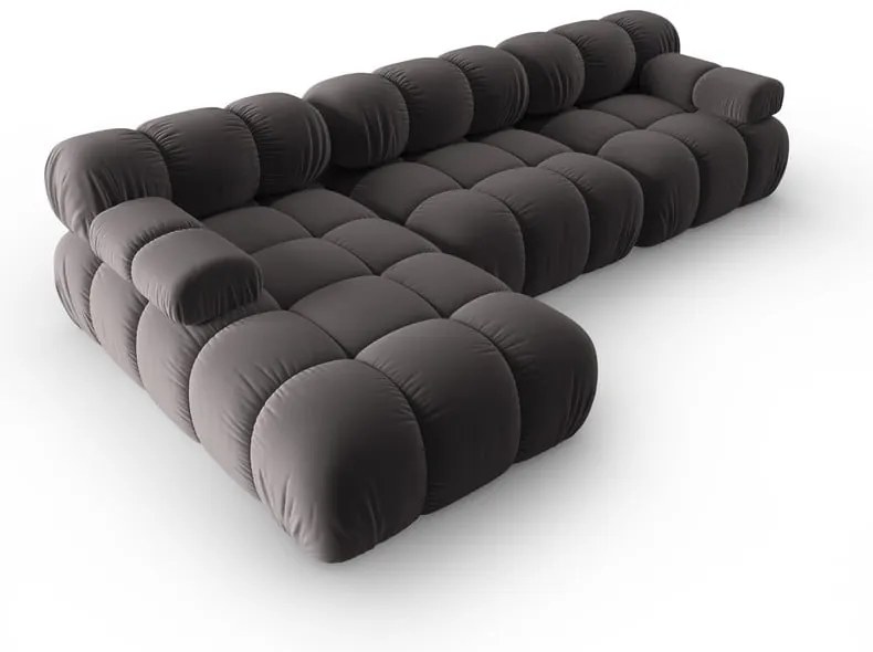 Canapea gri închis cu tapițerie din catifea 285 cm Bellis – Micadoni Home