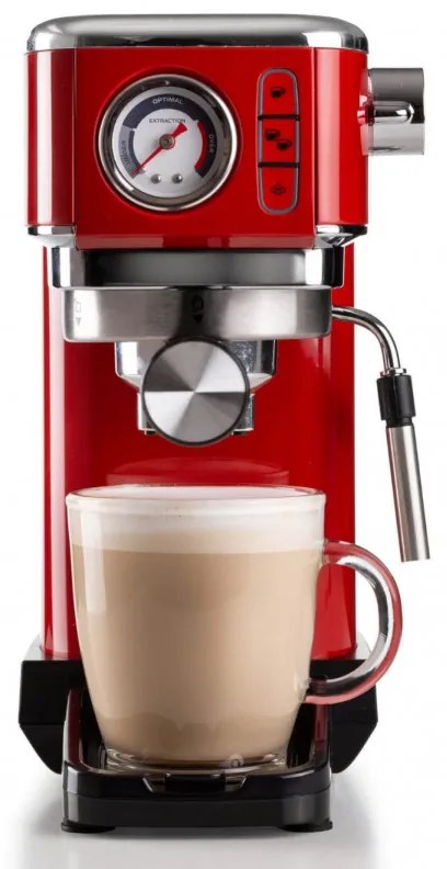 Espressor manual Ariete ESPRESSO SLIM MODERNA 1381/33, 1300W, 15 bar, 1.1 L, Cafea macinata si doze ESE, Rosu