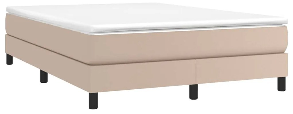 Cadru de pat box spring, cappuccino, 140x190cm, piele ecologica Cappuccino, 25 cm, 140 x 190 cm