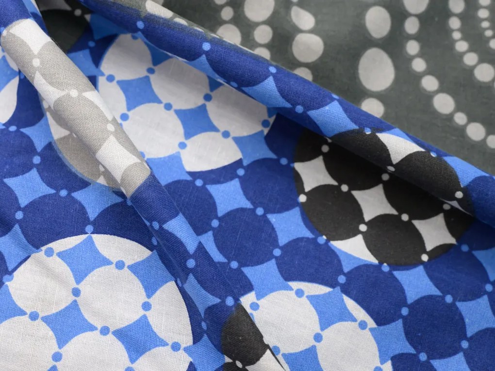 Lenjerie de pat din bumbac CERCURI ALBASTRU, albastru Dimensiune lenjerie de pat: 70 x 90 cm | 140 x 200 cm