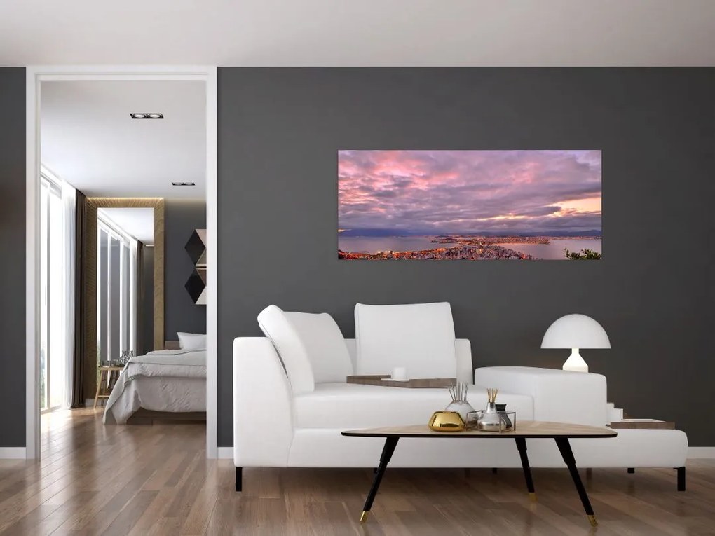 Tablou - Amurg la oraș (120x50 cm)