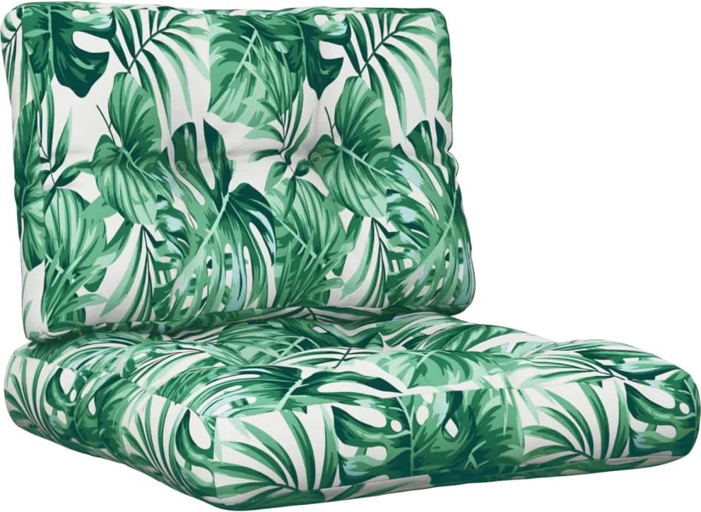 vidaXL Perne de paleți, 2 buc., model cu frunze, textil