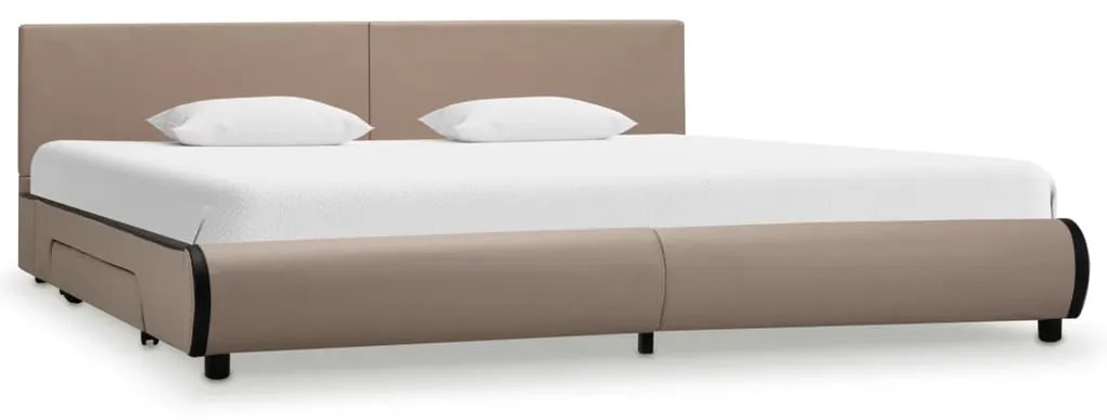 284965 vidaXL Cadru pat cu sertare cappuccino 180x200 cm piele artificială