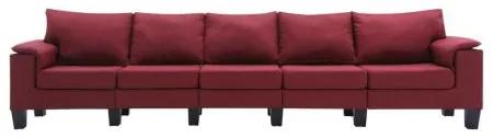 Canapea 5 locuri material textil-Bordo