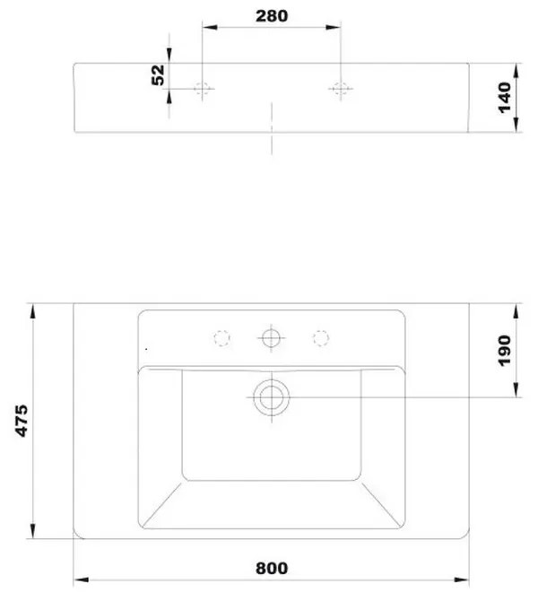 Lavoar suspendat alb 80 cm Gala Casual 800x475 mm