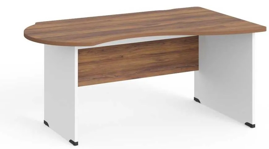Birou de colt Manager 160 x 100 cm, dreapta, nuca warmia / alb