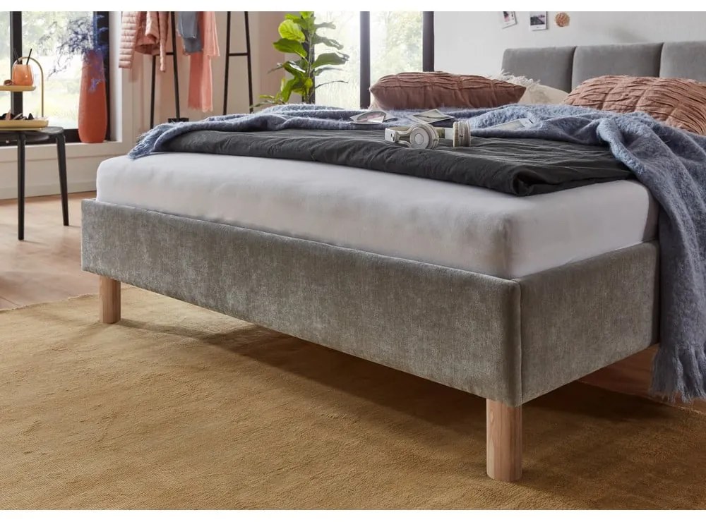 Pat matrimonial gri tapițat fără somieră 140x200 cm Joker – Meise Möbel