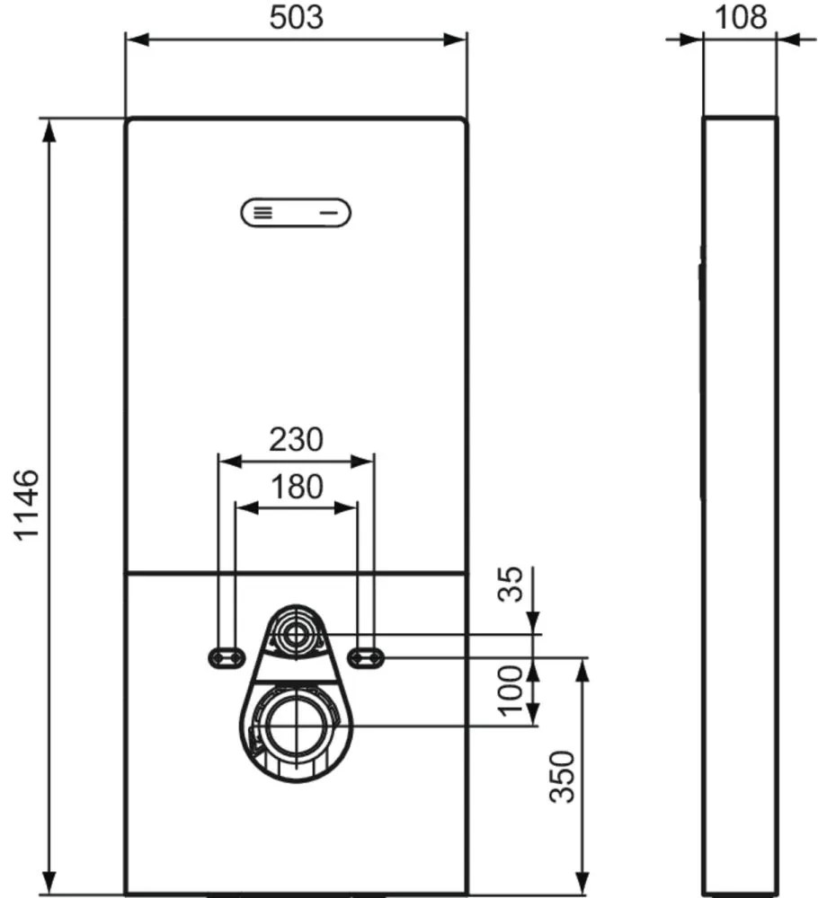 Modul Ideal Standard NeoX pentru vas wc suspendat, sticla neagra, actionare pneumatica Negru