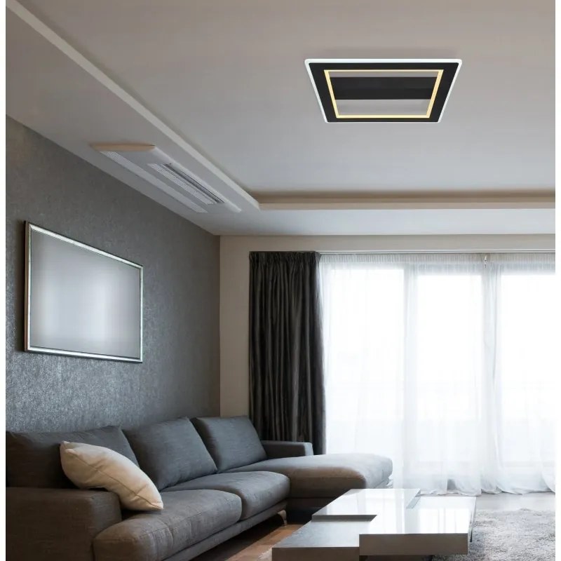 Plafoniera LED design modern Mattia negru mat 45x45cm