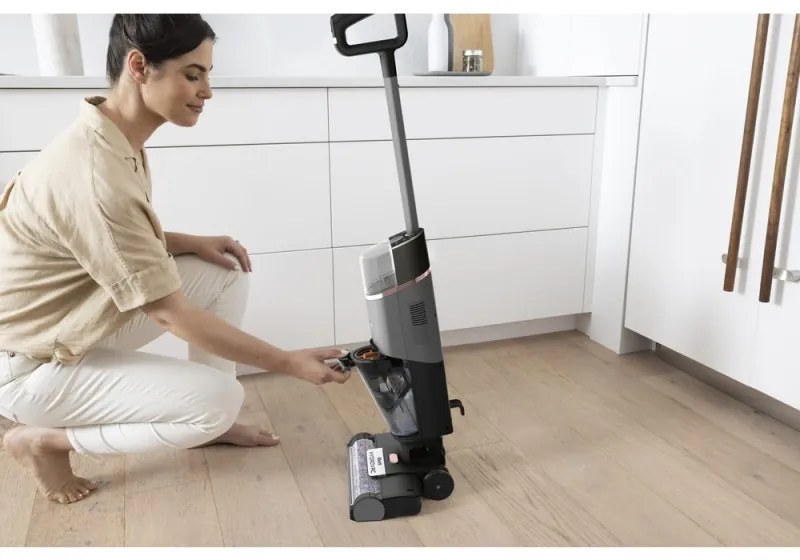 Aspirator vertical Shark HydroVac WD210EU, 170W, 0.5 L, 88 m², Auto-curatare, Autonomie 25 min, Gri