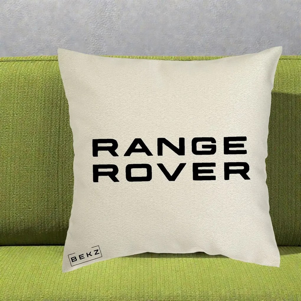Perna Personalizata cu emblema Range Rover, 40x40 cm, Ecru, Husa Detasabila, Perna Inclusa, BEKZ®