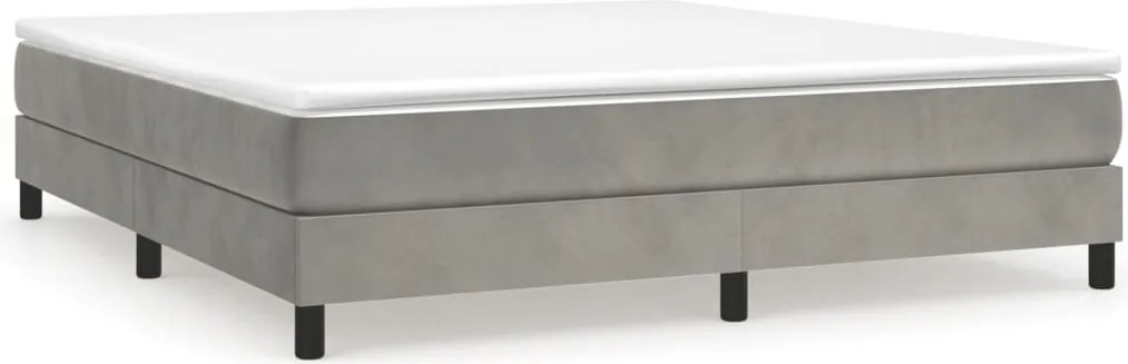 vidaXL Pat box spring cu saltea, gri deschis, 160x200 cm, catifea