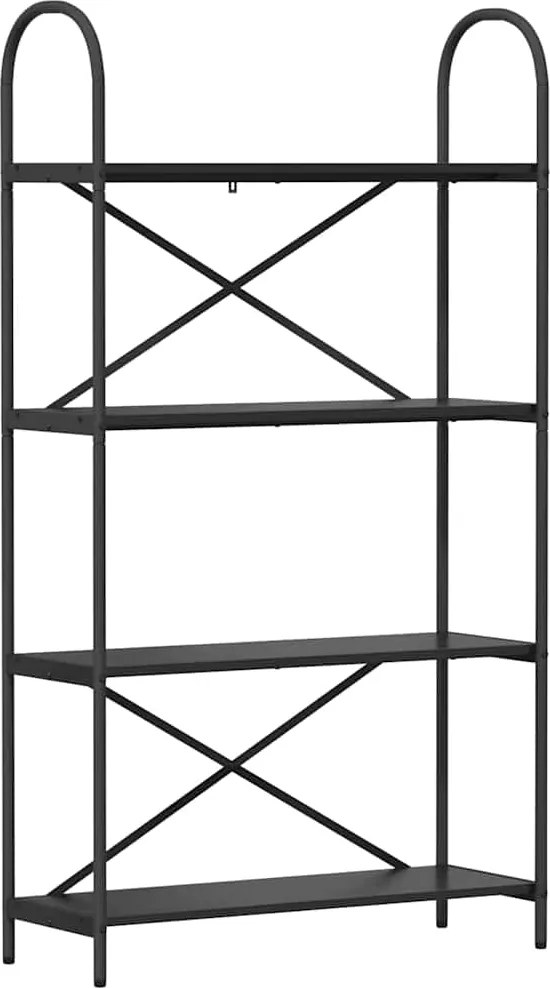 vidaXL Raft pentru cărți Stejar Negru 80 x 30 x 146 cm Lemn compozit